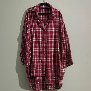 Fashion nova Burgundy Plaid women’s Shirt